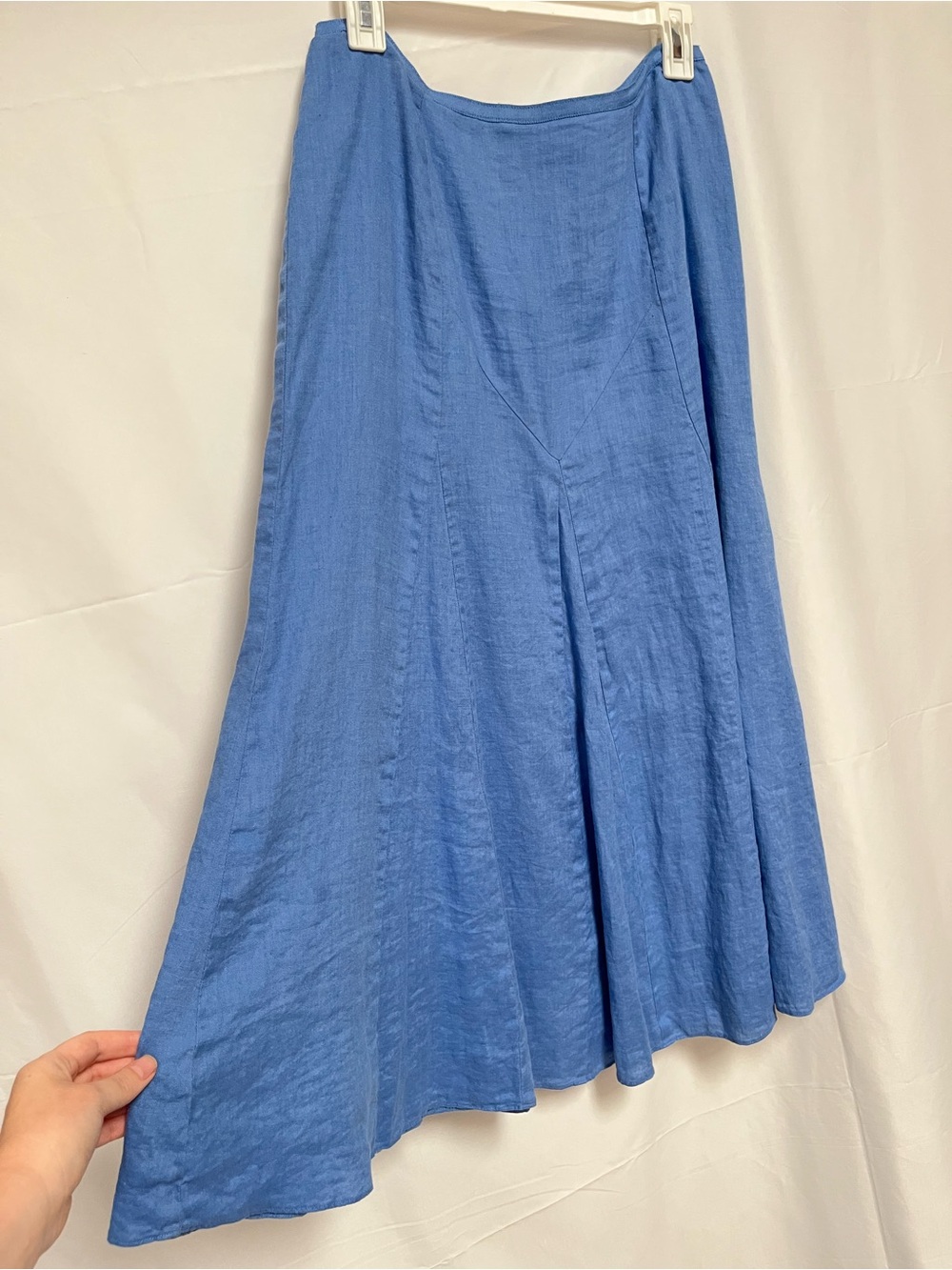 Vintage Blue A-Line Midi Skirt 100% Cotton